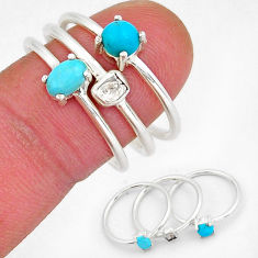 2.81cts stackable blue sleeping beauty turquoise silver 3 rings size 8.5 y18466