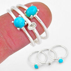 2.61cts stackable blue sleeping beauty turquoise silver 3 rings size 7.5 y18471