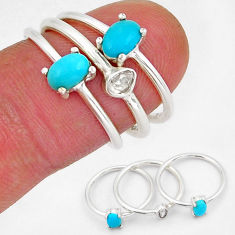 2.95cts stackable blue sleeping beauty turquoise silver 3 rings size 6.5 y18476