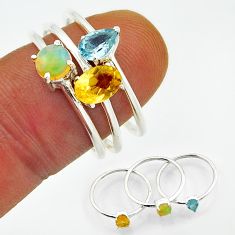 2.58cts stackable citrine ethiopian opal topaz silver 3 rings size 7.5 n20977