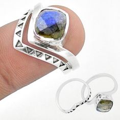 3.27cts stackable natural blue labradorite 925 silver 2 rings size 8 u20098