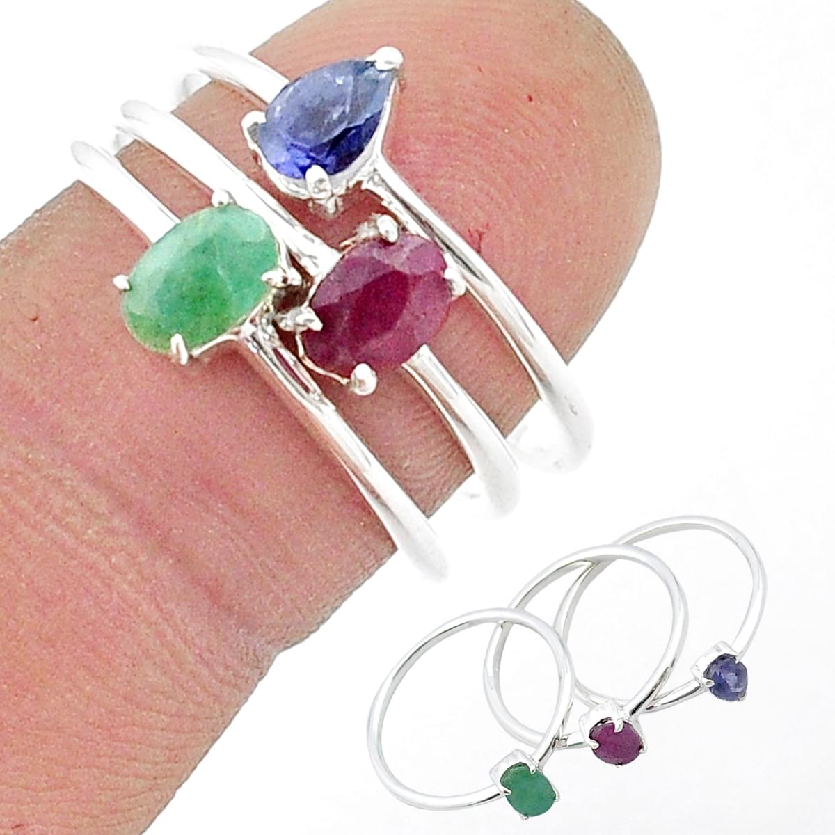 Natural Emerald Sapphire Ruby Ring Size Loose Gemstone Wholesale Lot 