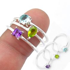 3.14cts stackable peridot amethyst topaz 925 silver 3 rings size 9 u66277