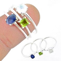 3.20cts stackable sapphire moonstone perdiot 925 silver 3 rings size 7 u33162