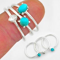2.51cts stackable sleeping beauty turquoise 925 silver 3 rings size 7.5 y13933