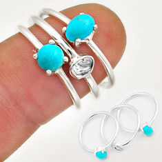 2.43cts stackable sleeping beauty turquoise oval silver 3 rings size 7 y13917