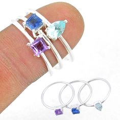 2.84cts stackable topaz amethyst iolite 925 silver 3 rings jewelry size 8 u33055
