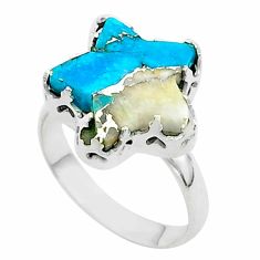 6.70cts star blue spiny oyster arizona turquoise 925 silver ring size 7.5 t50568
