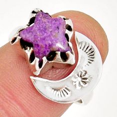 4.20cts star moon purpurite stichtite 925 silver adjustable ring size 7.5 y4684