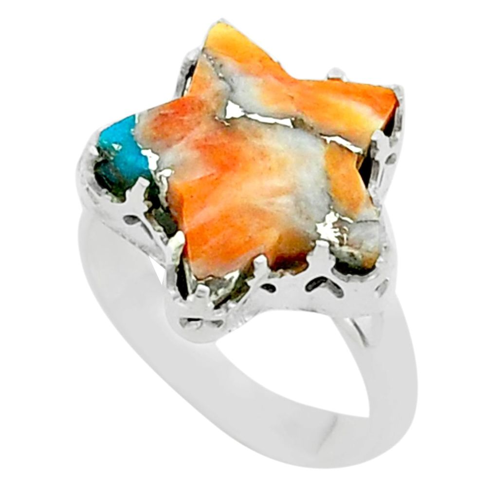 7.30cts star spiny oyster arizona turquoise 925 silver ring size 7 t50543