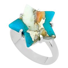 6.36cts star spiny oyster arizona turquoise 925 silver ring size 7 t50548