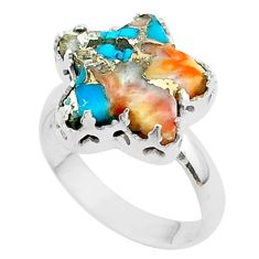 7.33cts star spiny oyster arizona turquoise 925 silver ring size 8.5 t50570