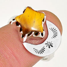 4.75cts star with moon brown tiger's eye silver adjustable ring size 7.5 y4661