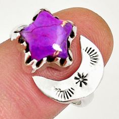 4.71cts star with moon copper turquoise silver adjustable ring size 7.5 y4681