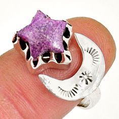 4.77cts star with moon purpurite stichtite silver adjustable ring size 8 y4667