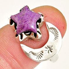4.71cts star with moon purpurite stichtite silver adjustable ring size 9 y4695