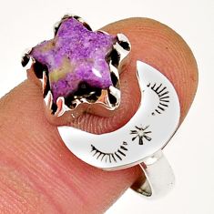 4.80cts star with moon purpurite stichtite silver adjustable ring size 8.5 y4660