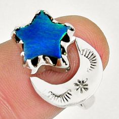 3.42cts star with moon volcano aurora opal silver adjustable ring size 8 y4665