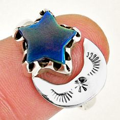 3.84cts star with moon volcano aurora opal silver adjustable ring size 8.5 y4688