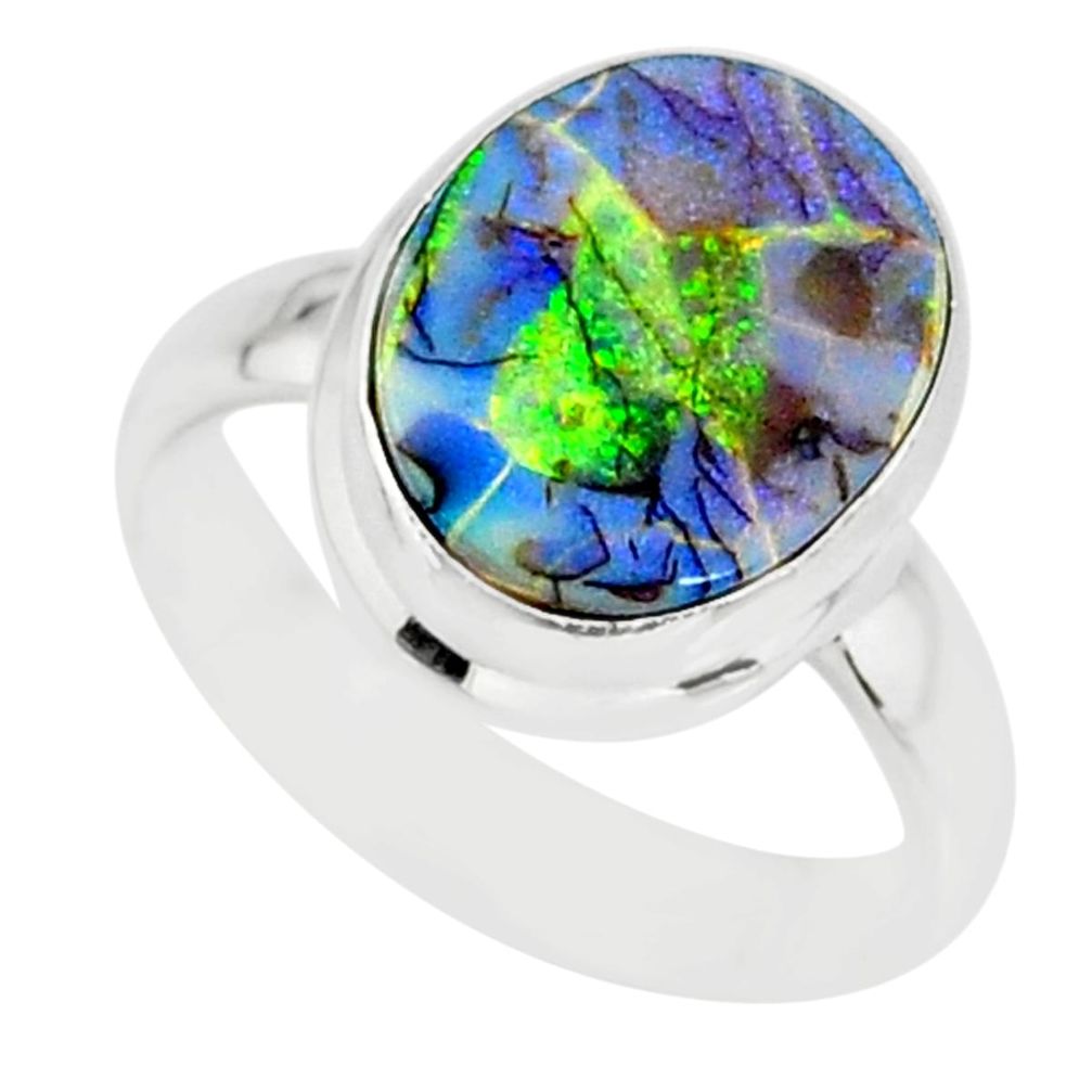 3.65cts sterling opal 925 sterling silver solitaire ring jewelry size 6 r84507