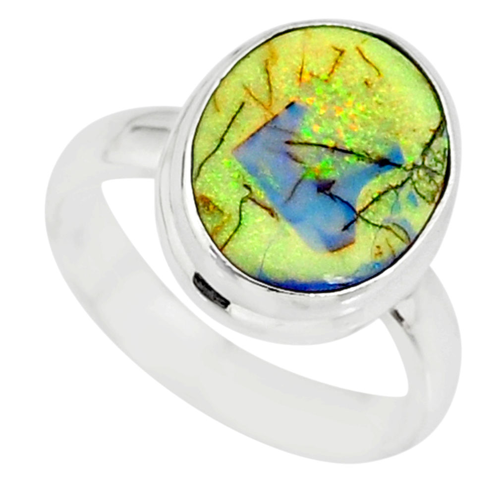 3.83cts sterling opal 925 sterling silver solitaire ring jewelry size 6 r84512