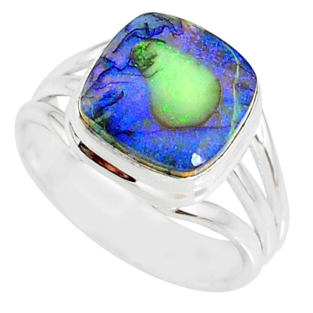 3.62cts sterling opal 925 sterling silver solitaire ring jewelry size 7 r76916
