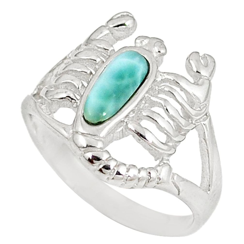 Sterling silver natural blue larimar scorpion charm ring size 9 a60731 c15181