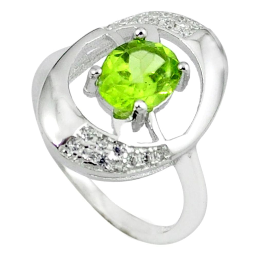 925 sterling silver natural green peridot white topaz ring size 5.5 c17983