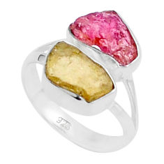 Sterling silver 8.24cts natural pink brown tourmaline rough ring size 7 u26627