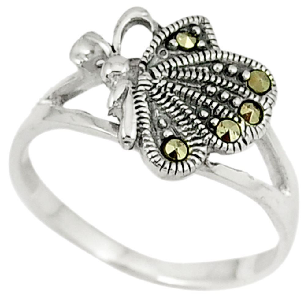 Swiss marcasite 925 sterling silver butterfly ring jewelry size 7.5 c22980