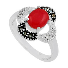 2.45cts swiss marcasite natural honey onyx topaz 925 silver ring size 5.5 n20248