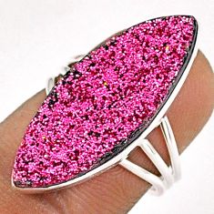 10.19cts titanium druzy 925 sterling silver solitaire ring size 6.5 t91845
