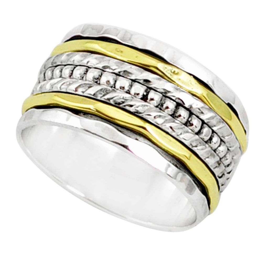 8.69gms victorian 925 silver two tone spinner band handmade ring size 9.5 r80601