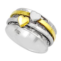 5.07gms victorian 925 silver two tone spinner band ring jewelry size 7 y47093