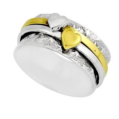 5.46gms victorian 925 silver two tone spinner band ring jewelry size 8.5 y55210