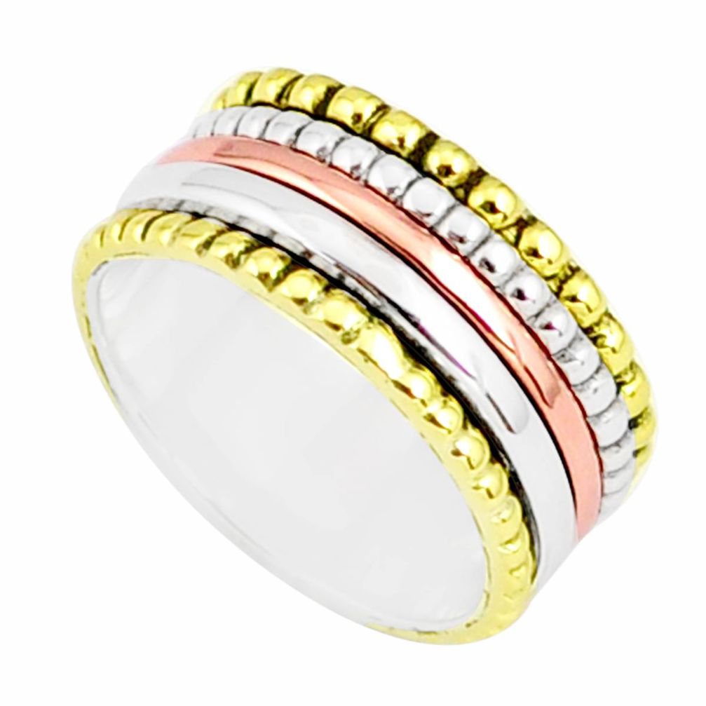 7.48gms victorian 925 sterling silver two tone spinner band ring size 9.5 r80518