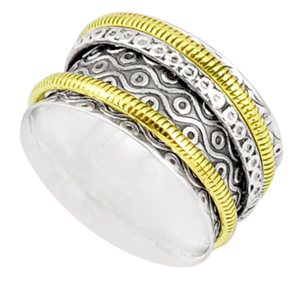 5.48gms victorian 925 sterling silver two tone spinner band ring size 6.5 r80543