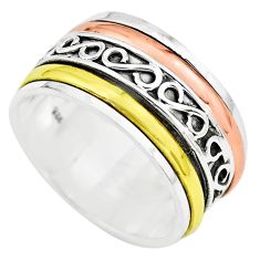 7.69gms victorian 925 sterling silver meditation spinner band ring size 6 p77062