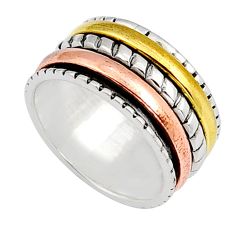 5.82gms victorian 925 sterling silver two tone spinner band ring size 6 y23830