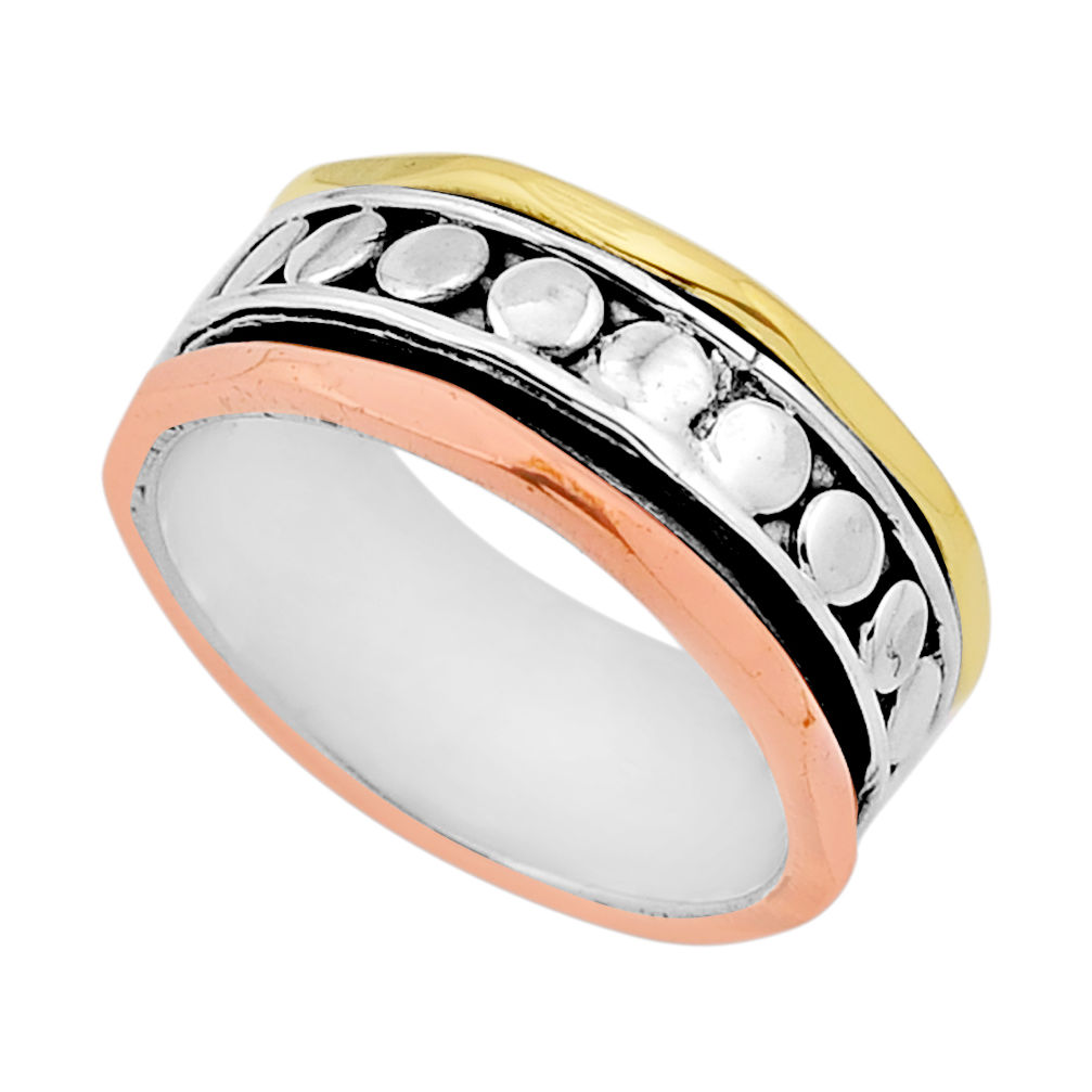 5.03gms victorian 925 sterling silver two tone spinner band ring size 7 n53712