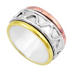 6.57gms victorian 925 sterling silver two tone spinner band ring size 7 u29469
