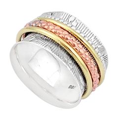 6.56gms victorian 925 sterling silver two tone spinner band ring size 7 u29474