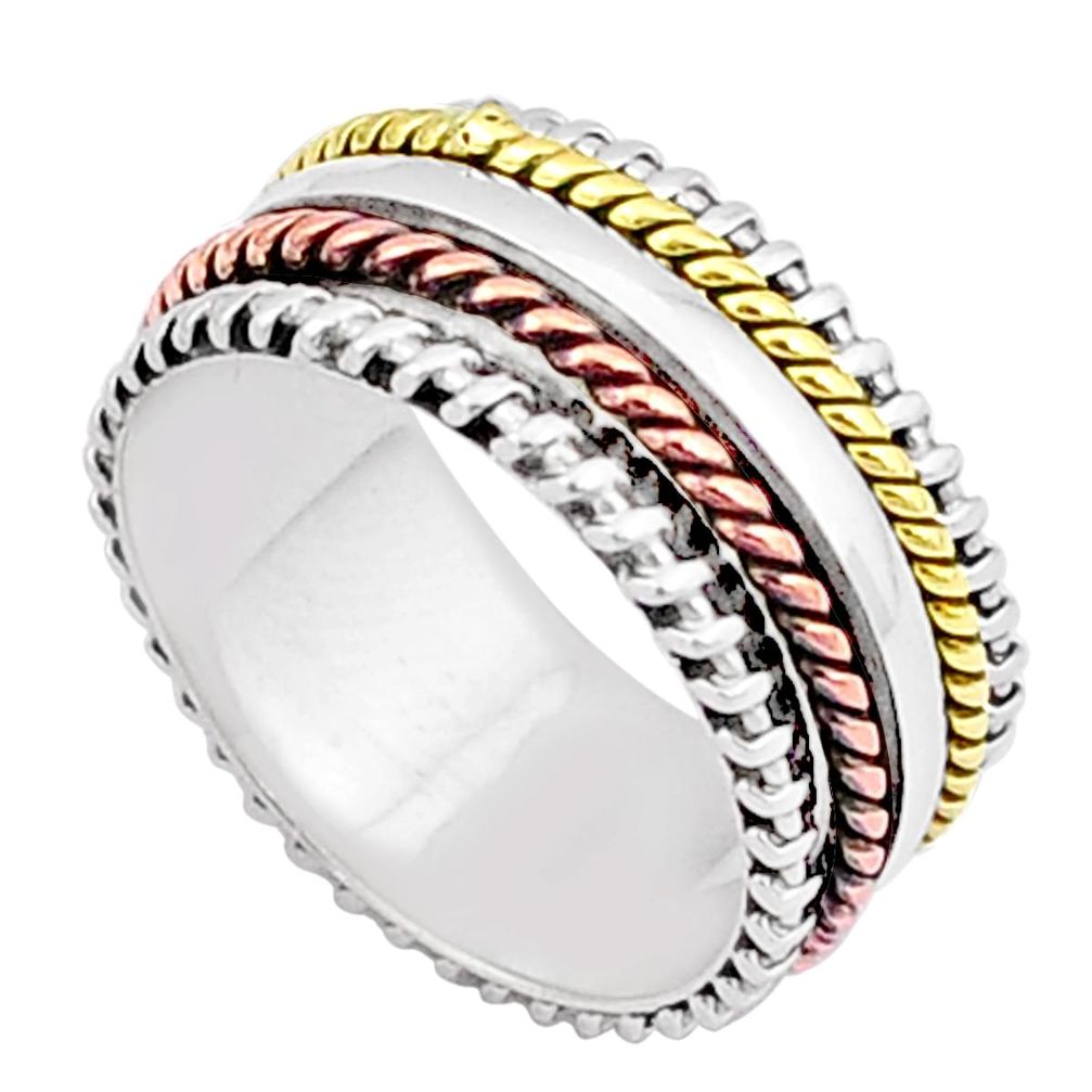 5.59gms victorian 925 sterling silver two tone spinner band ring size 7 u29478