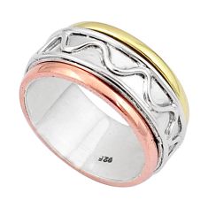 6.57gms victorian 925 sterling silver two tone spinner band ring size 7.5 u29471