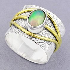 1.81cts victorian ethiopian opal 925 silver two tone band ring size 7.5 u29491