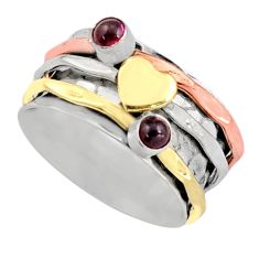 0.65cts victorian garnet 925 silver two tone spinner band ring size 8.5 t81376