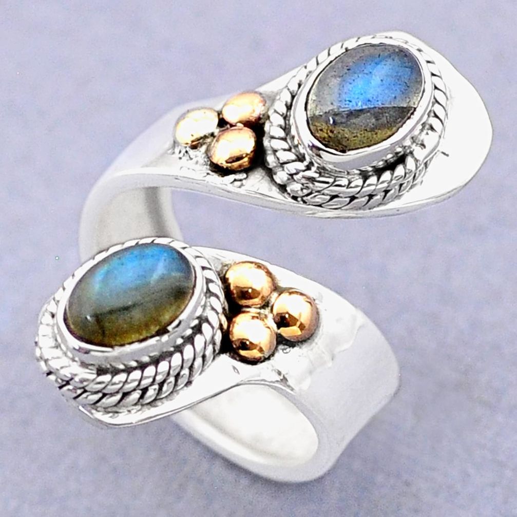 3.11cts victorian labradorite 925 silver two tone adjustable ring size 5 t74568