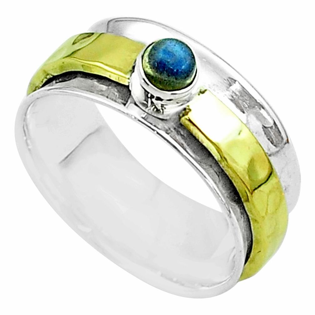 0.50cts victorian labradorite silver two tone spinner band ring size 9 t51828