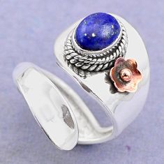 2.01cts victorian lapis lazuli 925 silver two tone adjustable ring size 5 t74429