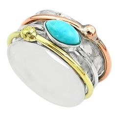 1.81cts victorian larimar 925 silver two tone spinner band ring size 7 t51548